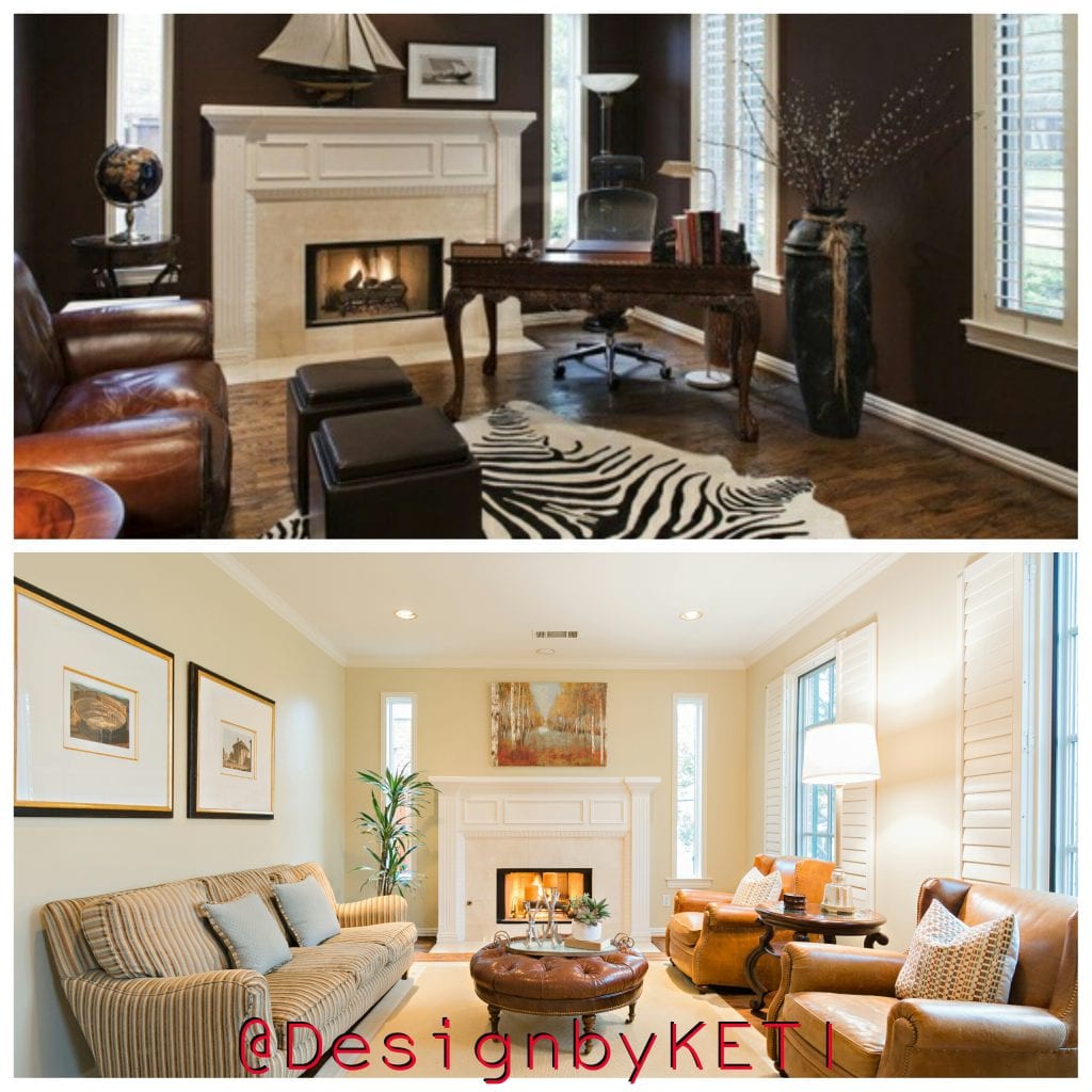 design by keti home staging consultation before and after dallas tx formal living room