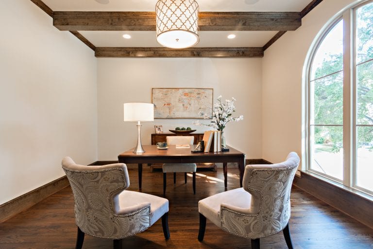 Design-by-Keti-Dallas-Texas-Renovations-Interior-Design-Home-Staging-Luxury-Home-Office-Ceiling-Detail-Upholstered-Chairs-Large-Desk-Lakewood