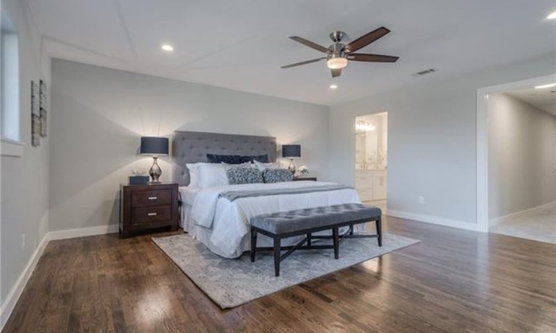 Design-by-Keti-Dallas-Texas-Renovations-Interior-Design-Luxury-Bedroom-Area-Rug-Wood-Flooring-Bench-Ceiling-Fan-Preston-Hollow