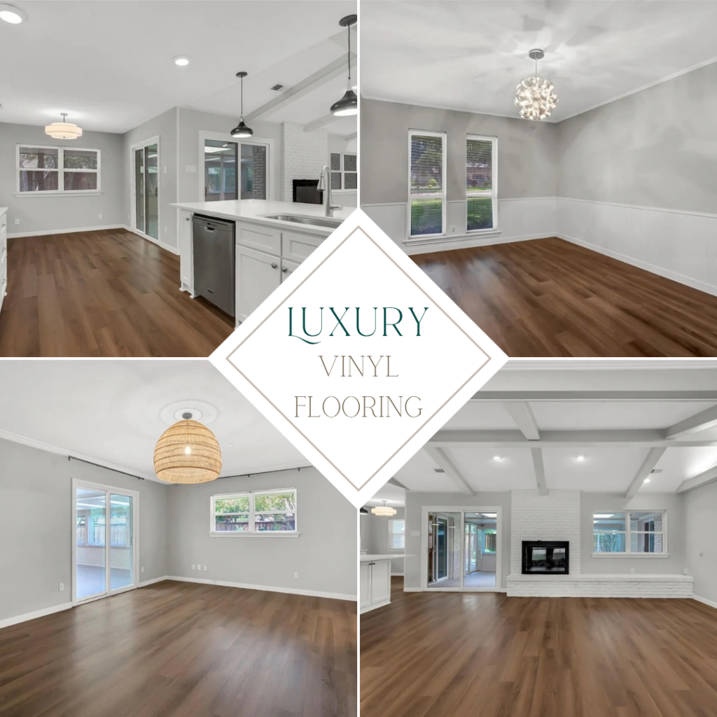 Luxury vinyl plank flooring installed throughout a Dallas-area luxury home for pre-listing make-ready
