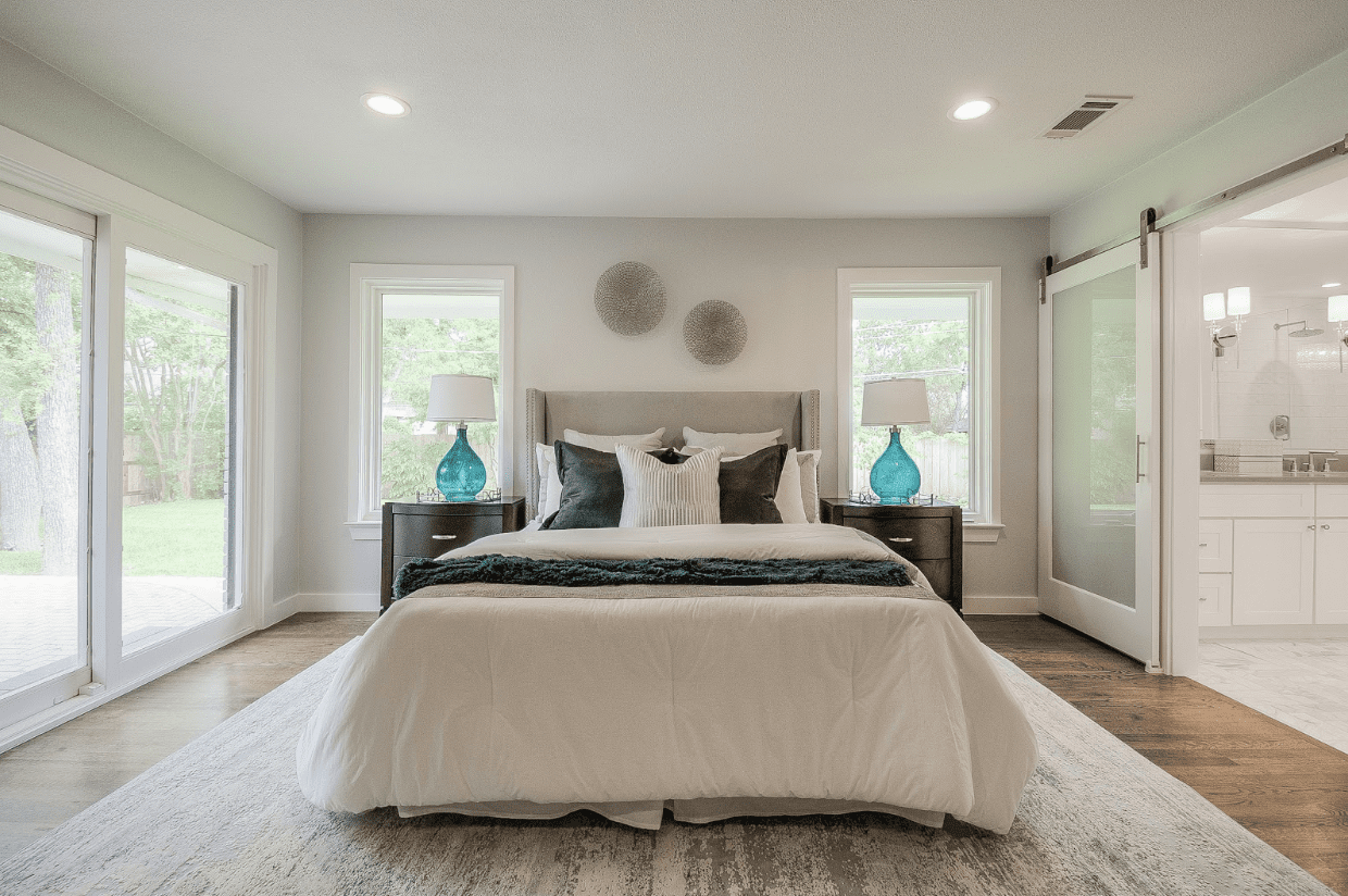 design trends classic modern traditional interior master bedroom bathroom staged for sale profit dallas white