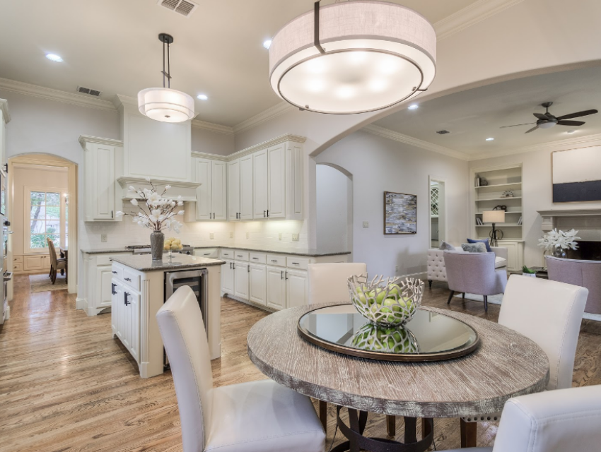 Modern light fixtures white cabinets kitchen updated to sell dallas housing market budget-friendly kitchen makeover