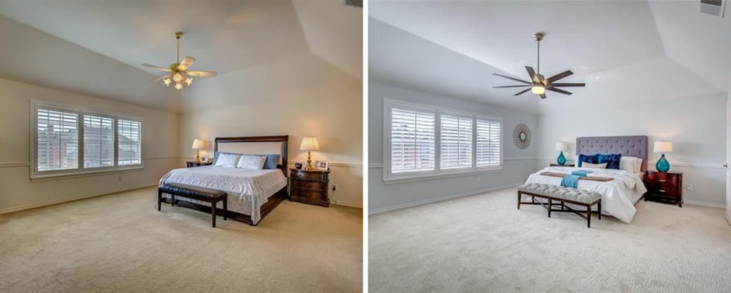 before and after updated listing in winterlake design by keti master bedroom