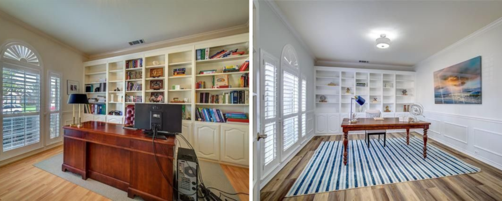 before and after updated listing in winterlake design by keti home office