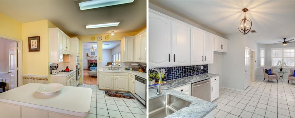 before and after updated listing in winterlake design by keti kitchen