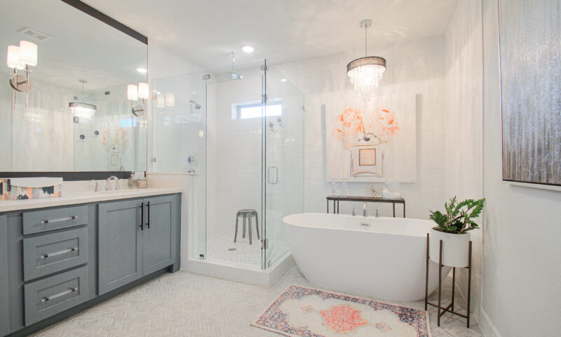 Design-by-Keti-Dallas-Texas-Renovations-Interior-Design-Luxury-Bathroom-Soaking-Tub-Oversized-Artwork-Styled-Decor-Shower--Gray-Blue-Cabinetry-Lake-Highlands