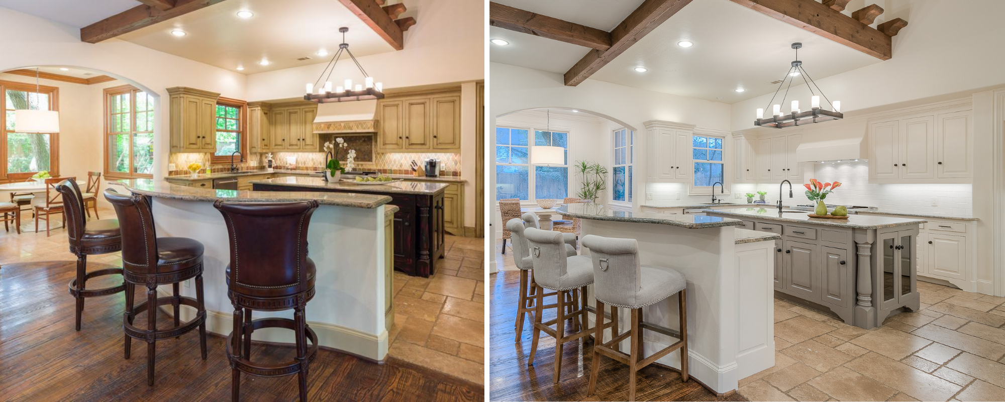 Before-and-after view of a West Highland Park kitchen remodel by Design by KETI