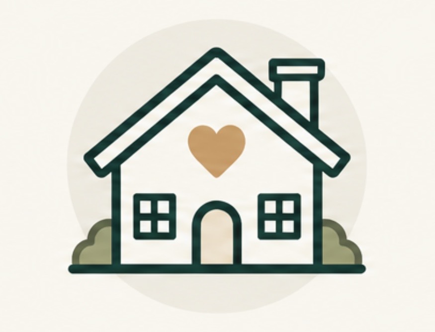 Illustrated house with a heart representing an inviting, market-ready home.