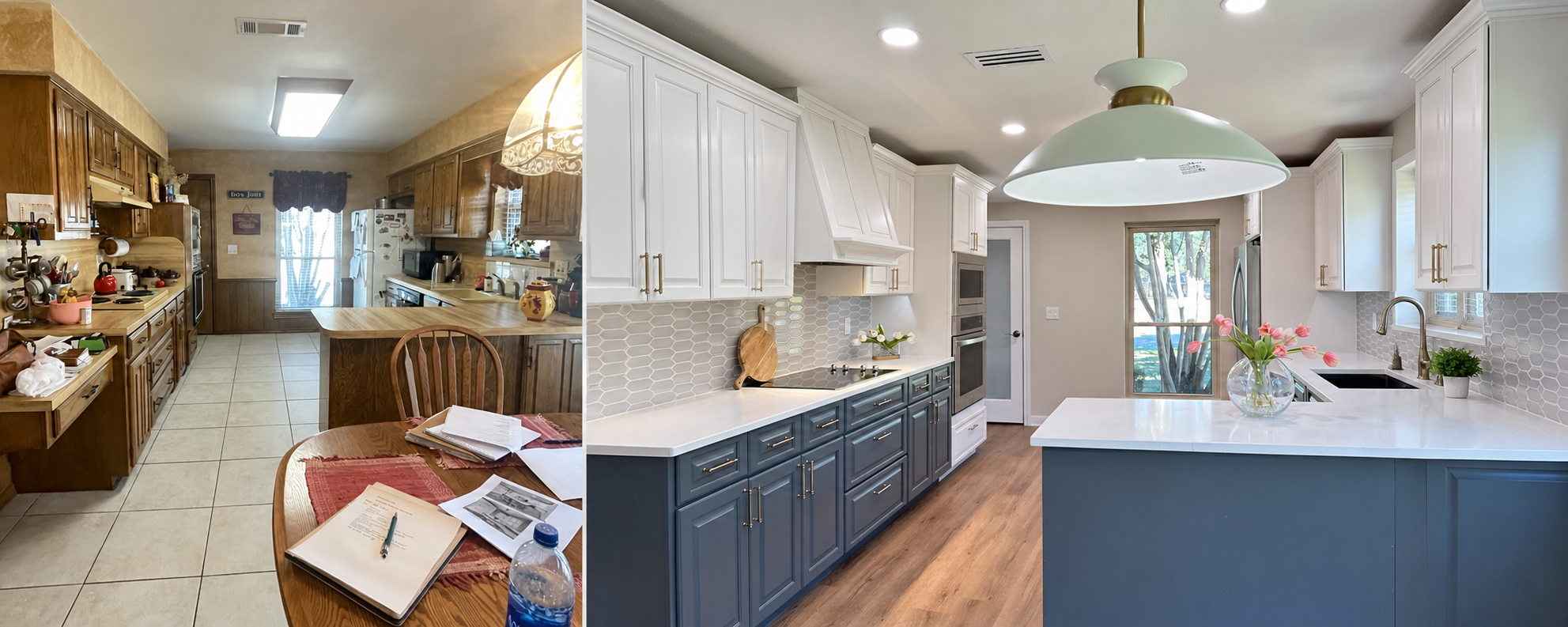 Richardson kitchen renovation before and after showing the transformation by Design by KETI.